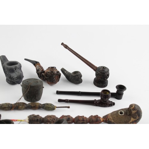 15 - 10 x Vintage Tobacco Smoking Pipes Inc. Chinese, Carved, Decorative, Etc