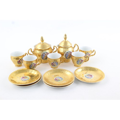 26 - Vintage Concordia Lesov Bernadotte Gold Lustre Porcelain 12 Piece Coffee Set