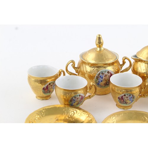 26 - Vintage Concordia Lesov Bernadotte Gold Lustre Porcelain 12 Piece Coffee Set