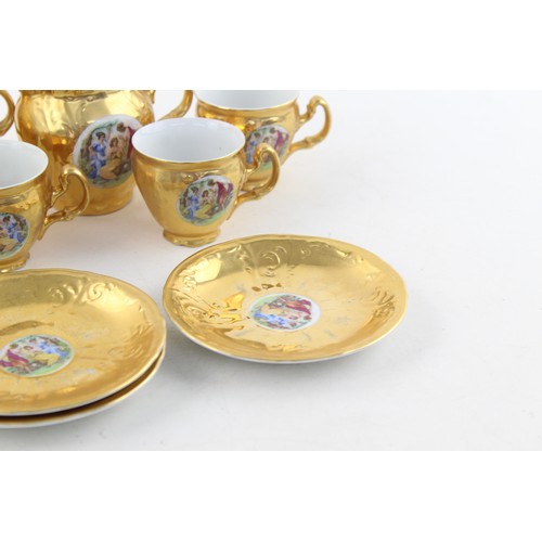 26 - Vintage Concordia Lesov Bernadotte Gold Lustre Porcelain 12 Piece Coffee Set