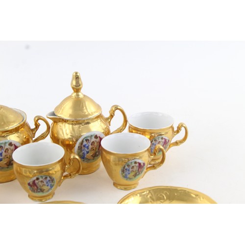 26 - Vintage Concordia Lesov Bernadotte Gold Lustre Porcelain 12 Piece Coffee Set