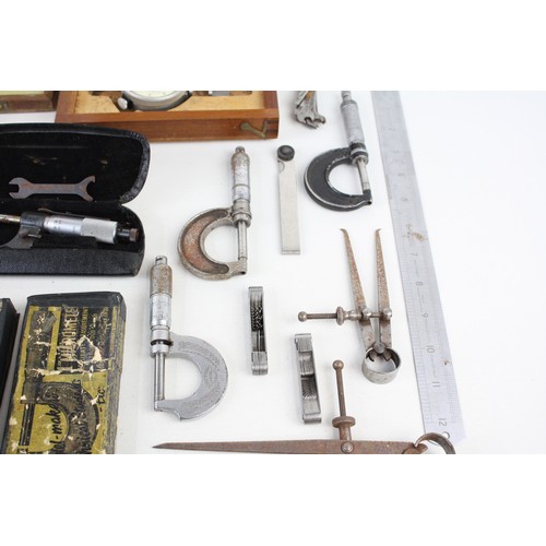 37 - 20 x Assorted Vintage ENGINEERS TOOLS Inc Moore & Wright, Micrometres Etc