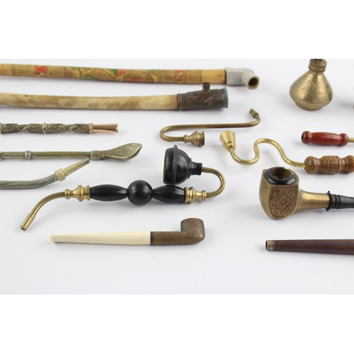 10 - 14 x Vintage Tobacco Smoking Pipes Inc. Brass, Chinese, Decorative, Etc