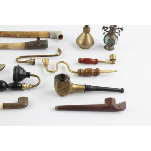 10 - 14 x Vintage Tobacco Smoking Pipes Inc. Brass, Chinese, Decorative, Etc