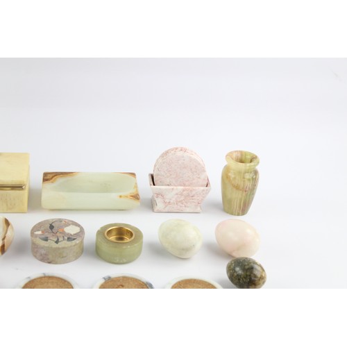 40 - 25 x Vintage Decorative Polished Gemstone Items Inc. Eggs, Trinket Box, Marble