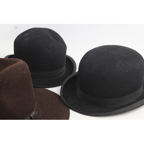 72 - 5 x Assorted Vintage Gents HATS Inc Leather, Top Hat, Bowler, Wool Etc