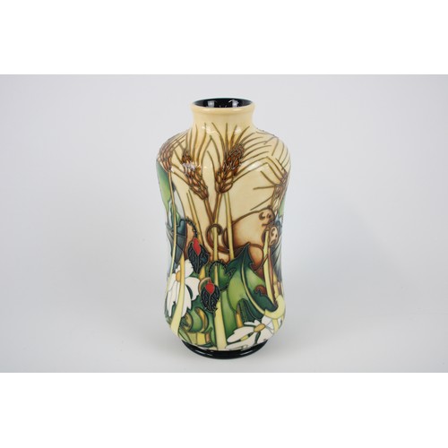 53 - Moorcroft Art Pottery Harvest Mouse Pattern Tube Lined Vase by Emma Bossons, Height 8.5