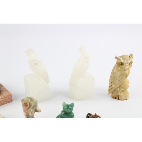 45 - 9 x Vintage Polished Semi Precious Gemstone & Marble Animals Inc. Jade, Quartz