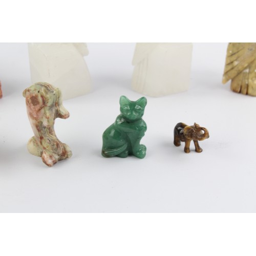 45 - 9 x Vintage Polished Semi Precious Gemstone & Marble Animals Inc. Jade, Quartz