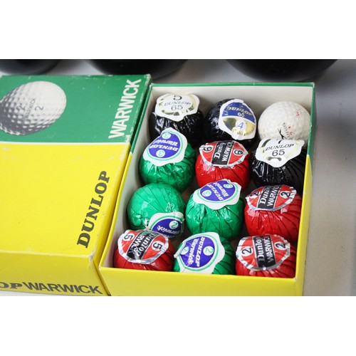 56 - Job Lot of Assorted Vintage SPORTING Balls Inc Bowling, Gold Dunlop, Boxed Etc