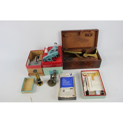 50 - 6 x Assorted Vintage MICROSCOPES Inc Brass, Boxed, Britex Etc