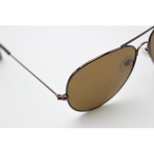 111 - Classic Vintage Inspired RAY-BAN Brown Framed Aviator SUNGLASSES Cased