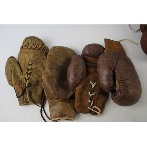 104 - 8 x Assorted Vintage SPORTING ITEMS Inc Boxing Gloves, Skating Boots Etc