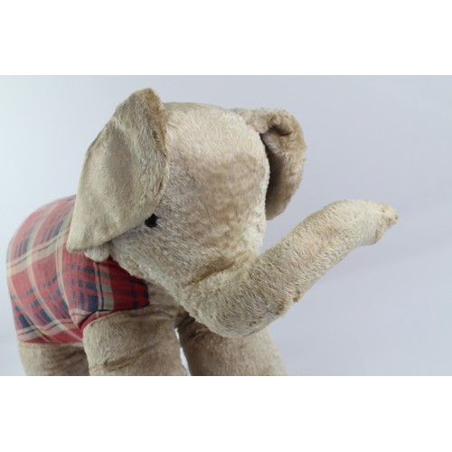 96 - Vintage Large Sized Straw Filled Elephant Soft Toy