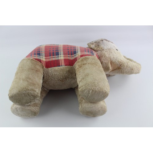 96 - Vintage Large Sized Straw Filled Elephant Soft Toy