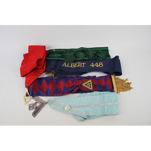 156 - 16 x Assorted MASONIC Aprons, Collars & Jewels Inc Vintage Etc