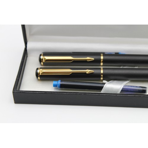 147 - Vintage PARKER 88 Black FOUNTAIN PEN w/ Gold Plate Nib, Rollerball, Original Box