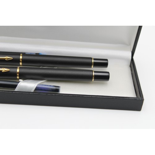 147 - Vintage PARKER 88 Black FOUNTAIN PEN w/ Gold Plate Nib, Rollerball, Original Box