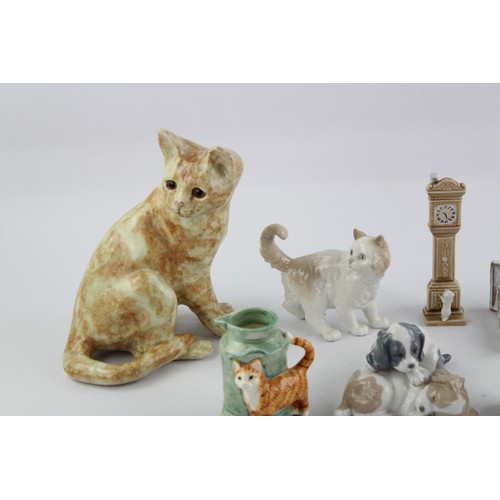 157 - 12 x Vintage PORCELAIN & China Dog & Cat Figurines Inc. NAO, Winstanley Cat Etc