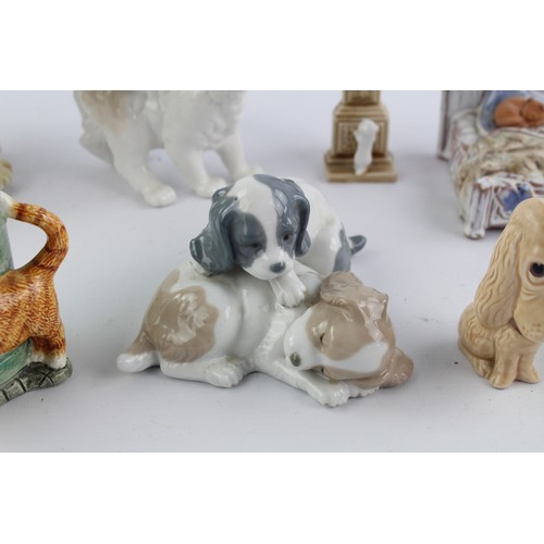 157 - 12 x Vintage PORCELAIN & China Dog & Cat Figurines Inc. NAO, Winstanley Cat Etc