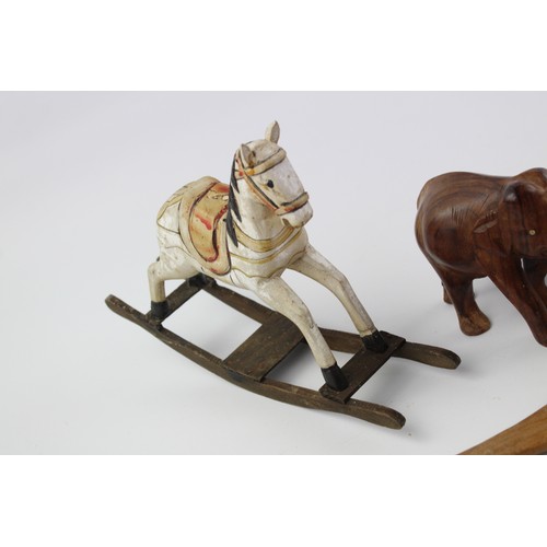 161 - 22 x Vintage Decorative WOOD Animals Inc. Rocking Horse, Lions, Elephants Etc