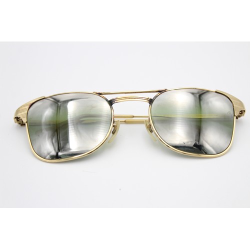 195 - Vintage B&L Ray-Ban Havana Green & Gold Filled Square Aviator Sunglasses & Case