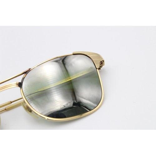 195 - Vintage B&L Ray-Ban Havana Green & Gold Filled Square Aviator Sunglasses & Case