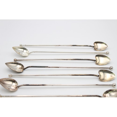 186 - 8 x Vintage .925 STERLING SILVER Heart Shaped Spoons w/ Long Handles (89g)