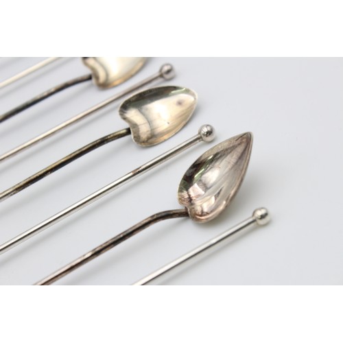 186 - 8 x Vintage .925 STERLING SILVER Heart Shaped Spoons w/ Long Handles (89g)