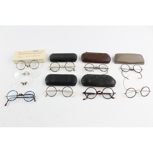 167 - 8 x Assorted Antique / Vintage SPECTACLES Inc Rolled Gold, Tortoiseshell, Cased