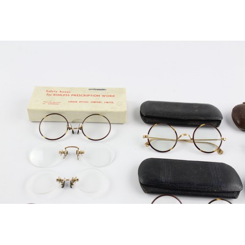 167 - 8 x Assorted Antique / Vintage SPECTACLES Inc Rolled Gold, Tortoiseshell, Cased