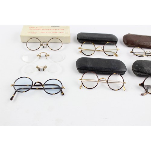 167 - 8 x Assorted Antique / Vintage SPECTACLES Inc Rolled Gold, Tortoiseshell, Cased