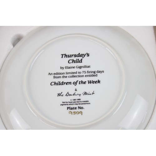 188 - 8 x Vintage Collectible DANBURY MINT Children of The Week Plates Collection