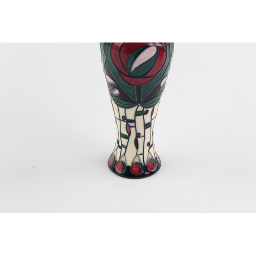 221 - Boxed Moorcroft Pottery Charles Rennie Mackintosh Tribute Vase by Rachel Bishop height 8.5