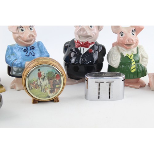 241 - 9 x Assorted Vintage MONEY BOXES Inc. Wade Pigs, Silver Plate, LLoyds Bank Etc