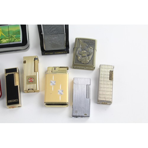 203 - 14 x Assorted Vintage BRANDED Cigarette LIGHTERS Inc Clean Cut, Hadson, Mosda