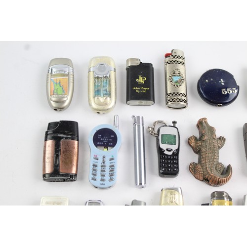 235 - 25 x Assorted Vintage Cigarette LIGHTERS Inc Advertising, Novelty, Telephone Box