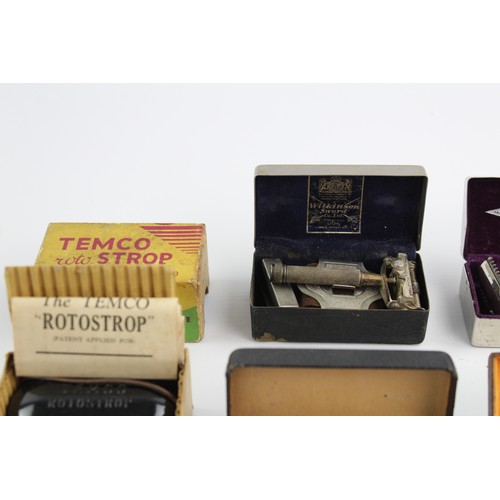 230 - 5 x Vintage Gents Grooming RAZORS w/ Strop Inc Boxed, Gillette, Advertising Etc