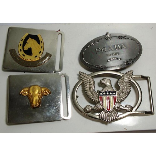 313 - FOUR QUALITY METAL BELT BUCKLES INCLUDES PRADA