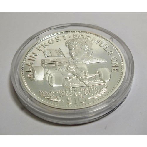 319 - PURE SILVER 10 DOLLAR PROOF COIN ALAIN PROST