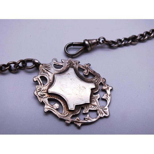 321 - ANTIQUE WHITE METAL ALBERT CHAIN AND HALLMARKED 9ct, WEIGHT 41g