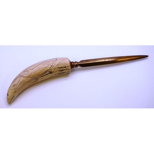 329 - VINTAGE SCRIMSHAW  HANDLED LETTER OPENER