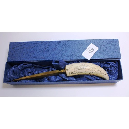 329 - VINTAGE SCRIMSHAW  HANDLED LETTER OPENER