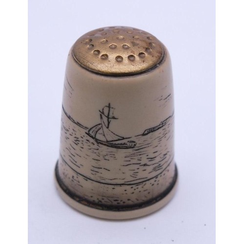 330 - VINTAGE SCRIMSHAW THIMBLE