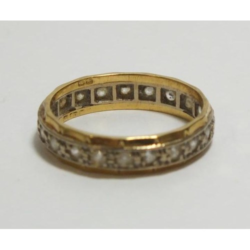 394 - 18ct GOLD ETERNITY RING SIZE K, WEIGHT 3g