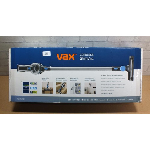 479 - NEW VAX CORDLESS SLIMLINE VACUUM MODEL TBT TV IBI IN UNOPENED BOX R.R.P £110