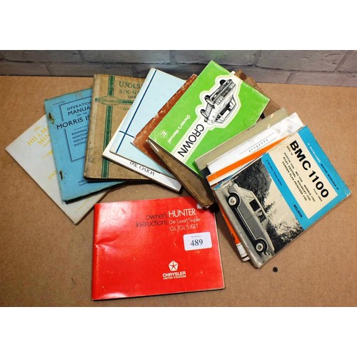 489 - 20 VINTAGE CAR OWNER HANDBOOKS