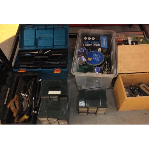 491 - LARGE JOBLOT OF MISC INCLUDES TOOLS, ANTIQUES BOOKS ETC