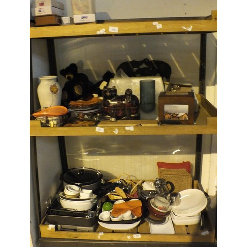 493 - TWO SHELVES OF MISC ITEMS