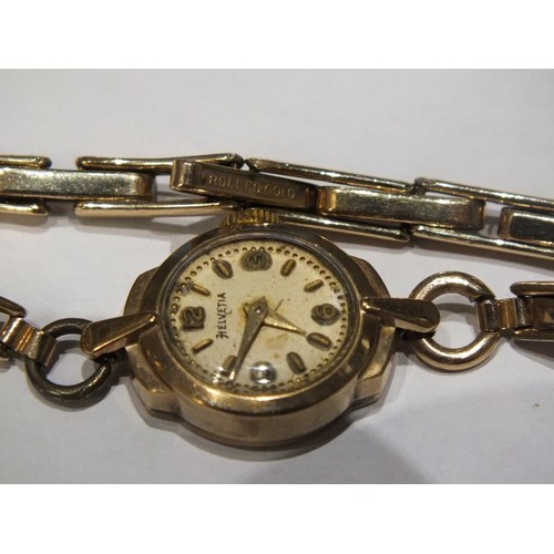 253 - VINTAGE LADIES ROLLED GOLD WATCH - HELVETIA